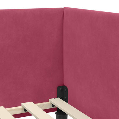 Corner Bed Frame with Headboard Wine red 90 x 190 cm
