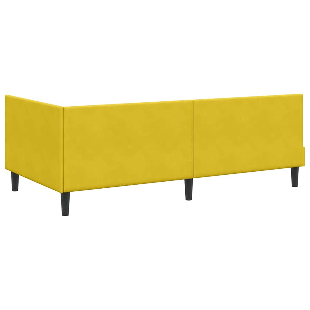 Corner Bed Frame Yellow 90 x 190 cm Velvet and Engineered wood