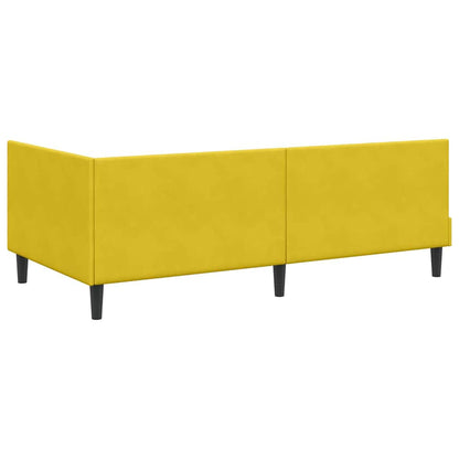 Corner Bed Frame Yellow 90 x 190 cm Velvet and Engineered wood