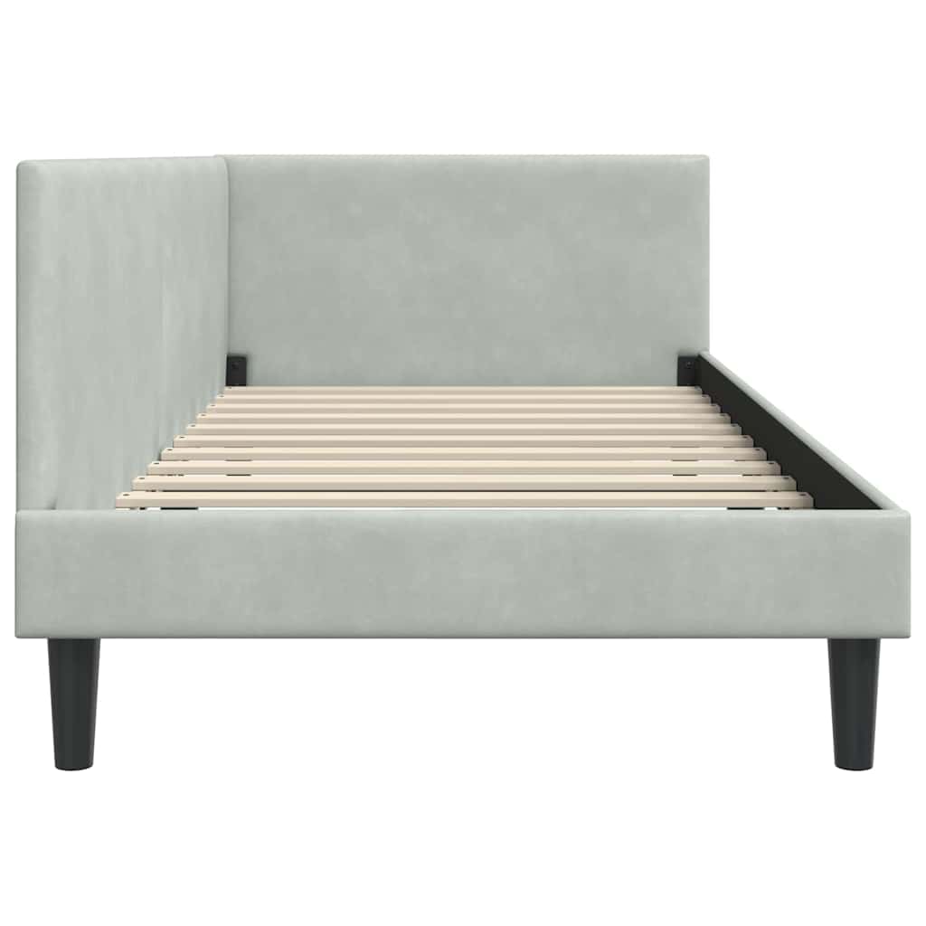 Corner Bed Frame with Headboard Light grey 90 x 200 cm