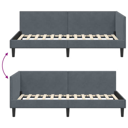 Corner Bed Frame with Headboard Dark grey 90 x 200 cm
