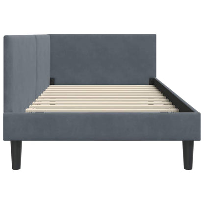 Corner Bed Frame with Headboard Dark grey 90 x 200 cm