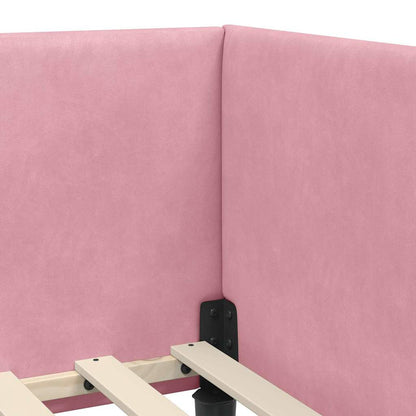 Corner Bed Frame Pink 90 x 200 cm Velvet and Engineered wood
