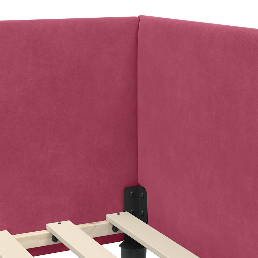 Corner Bed Frame with Headboard Wine red 90 x 200 cm
