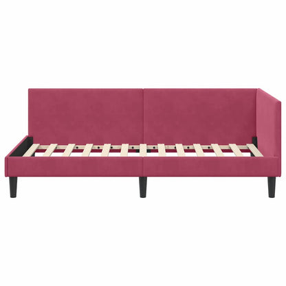 Corner Bed Frame with Headboard Wine red 90 x 200 cm