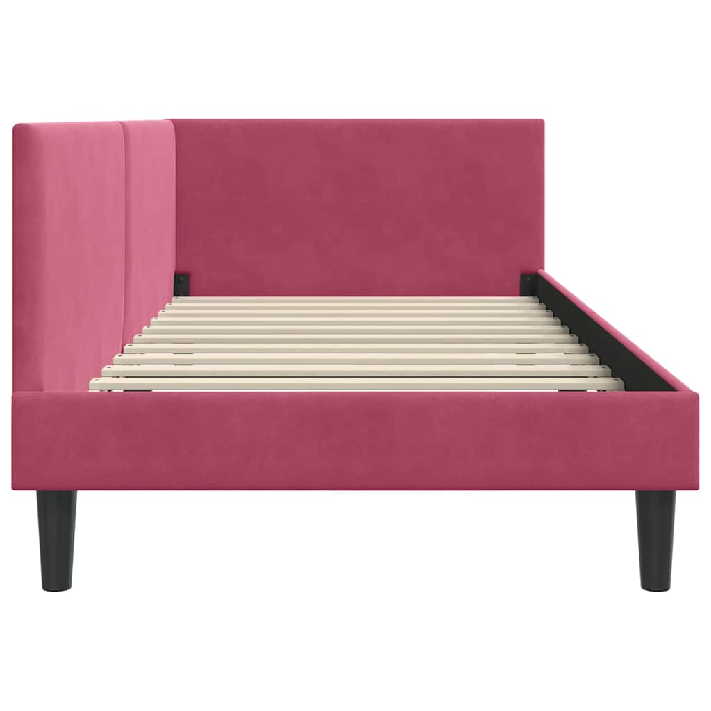 Corner Bed Frame with Headboard Wine red 90 x 200 cm
