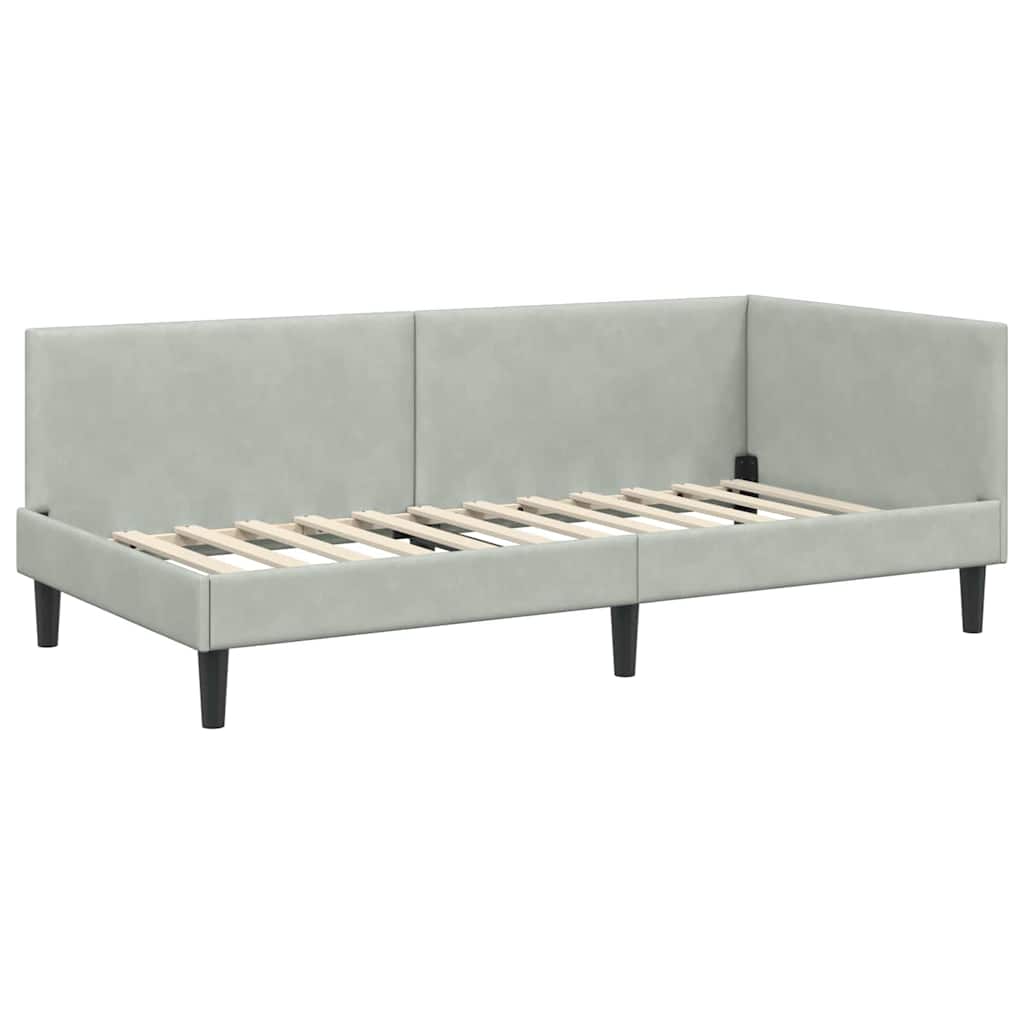 Corner Bed Frame with Headboard Light grey 100 x 200 cm