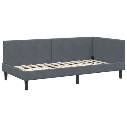 Corner Bed Frame with Headboard Dark grey 100 x 200 cm