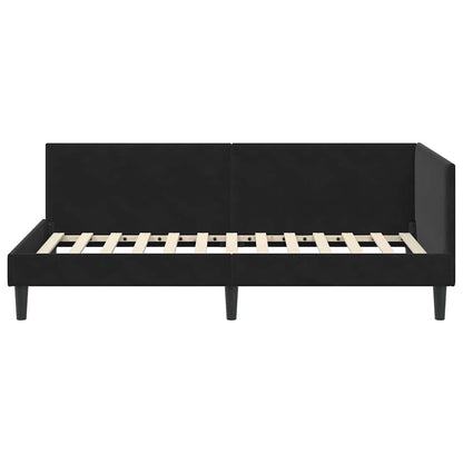 Corner Bed Frame Black 100 x 200 cm Velvet and Engineered wood