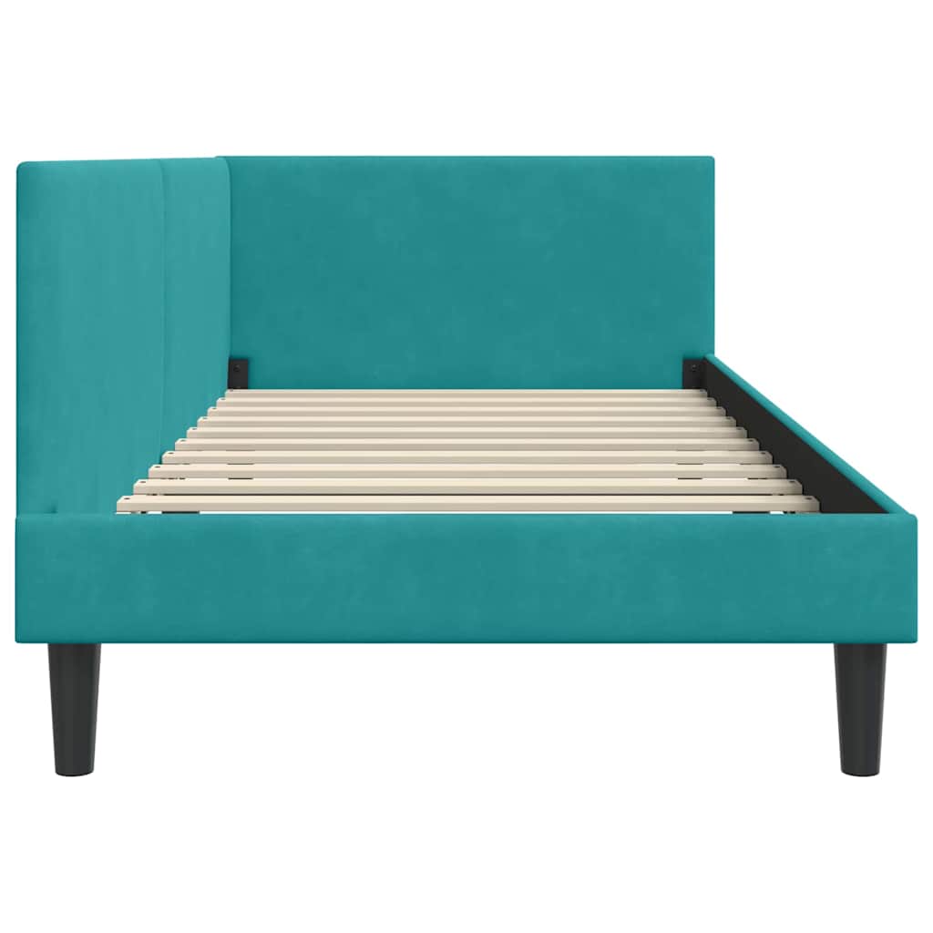 Corner Bed Frame with Headboard Turquoise 100 x 200 cm