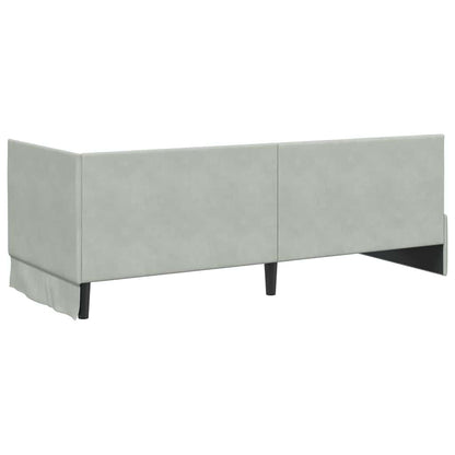 Corner Bed Frame with Headboard Light grey 80 x 200 cm Velvet