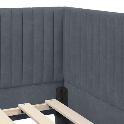 Corner Bed Frame with Headboard Dark grey 80 x 200 cm Velvet
