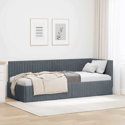 Corner Bed Frame with Headboard Dark grey 80 x 200 cm Velvet