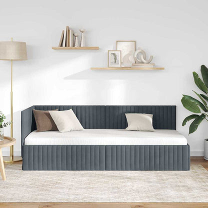 Corner Bed Frame with Headboard Dark grey 80 x 200 cm Velvet