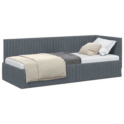 Corner Bed Frame with Headboard Dark grey 80 x 200 cm Velvet