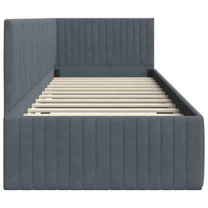 Corner Bed Frame with Headboard Dark grey 80 x 200 cm Velvet
