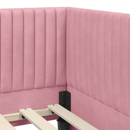 Corner Bed Frame with Headboard Pink 80 x 200 cm Velvet