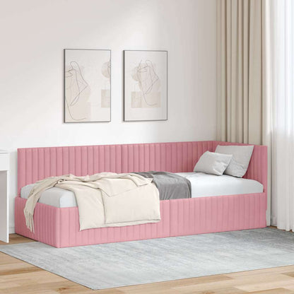 Corner Bed Frame with Headboard Pink 80 x 200 cm Velvet