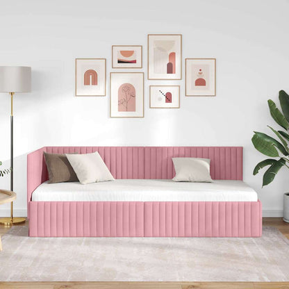 Corner Bed Frame with Headboard Pink 80 x 200 cm Velvet