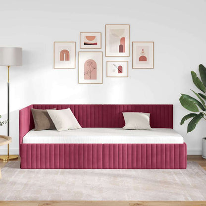Corner Bed Frame with Headboard Wine red 80 x 200 cm Velvet