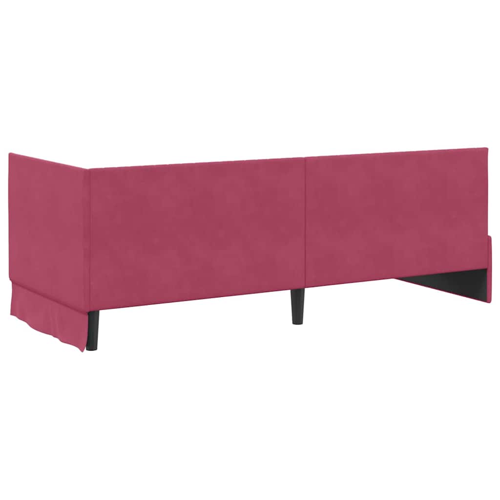 Corner Bed Frame with Headboard Wine red 80 x 200 cm Velvet