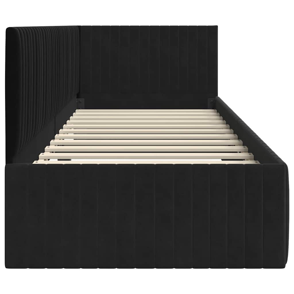 Corner Bed Frame with Headboard Black 80 x 200 cm Velvet