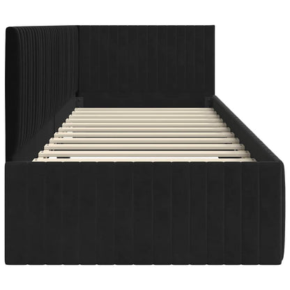 Corner Bed Frame with Headboard Black 80 x 200 cm Velvet