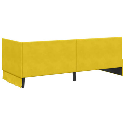 Corner Bed Frame with Headboard Yellow 80 x 200 cm Velvet
