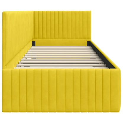 Corner Bed Frame with Headboard Yellow 80 x 200 cm Velvet