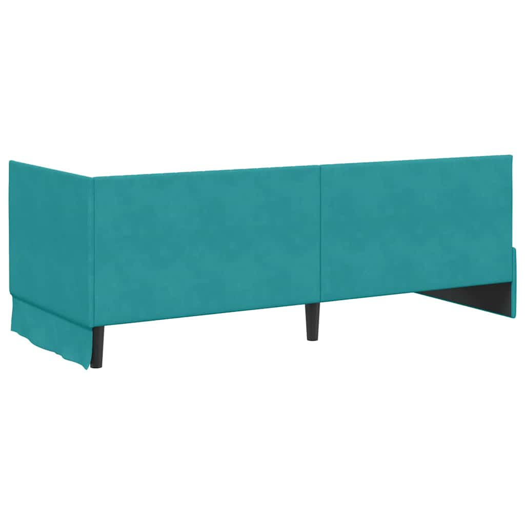 Corner Bed Frame with Headboard Turquoise 80 x 200 cm Velvet