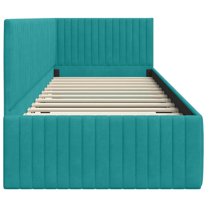 Corner Bed Frame with Headboard Turquoise 80 x 200 cm Velvet