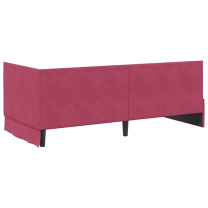 Corner Bed Frame with Headboard Wine red 90 x 190 cm Velvet