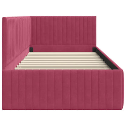 Corner Bed Frame with Headboard Wine red 90 x 190 cm Velvet