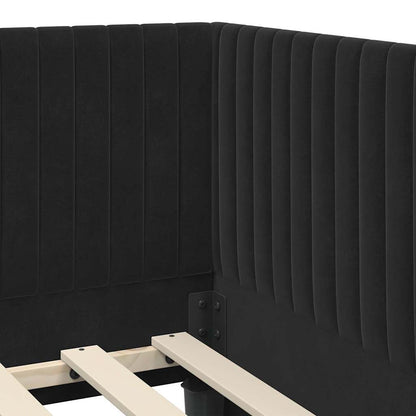 Corner Bed Frame with Headboard Black 90 x 190 cm Velvet