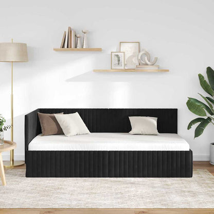 Corner Bed Frame with Headboard Black 90 x 190 cm Velvet
