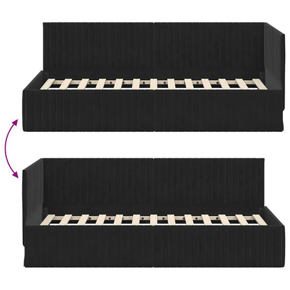 Corner Bed Frame with Headboard Black 90 x 190 cm Velvet