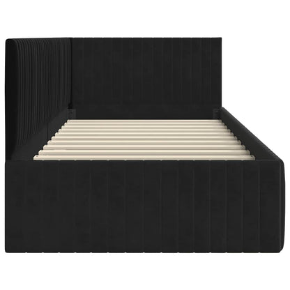 Corner Bed Frame with Headboard Black 90 x 190 cm Velvet