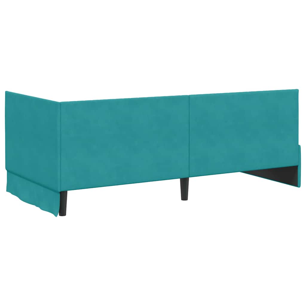Corner Bed Frame with Headboard Turquoise 90 x 200 cm Velvet