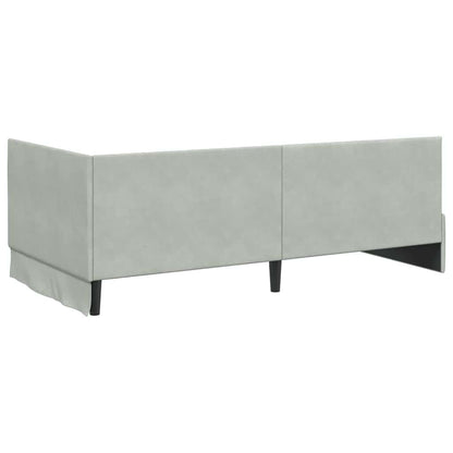 Corner Bed Frame with Headboard Light grey 100 x 200 cm Velvet