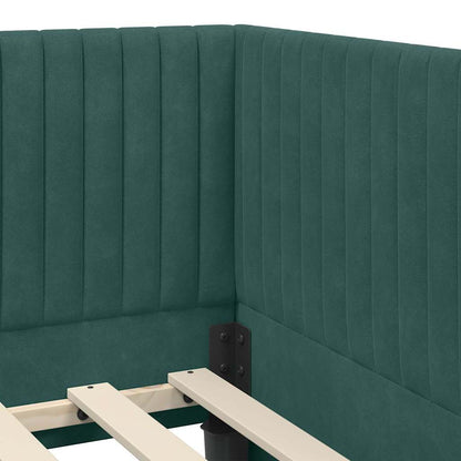 Corner Bed Frame with Headboard Dark green 100 x 200 cm Velvet