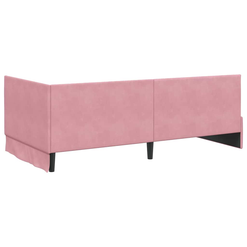Corner Bed Frame with Headboard Pink 100 x 200 cm Velvet