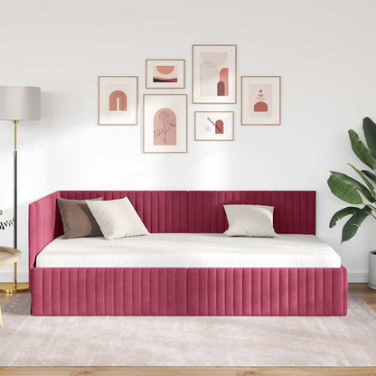 Corner Bed Frame with Headboard Wine red 100 x 200 cm Velvet