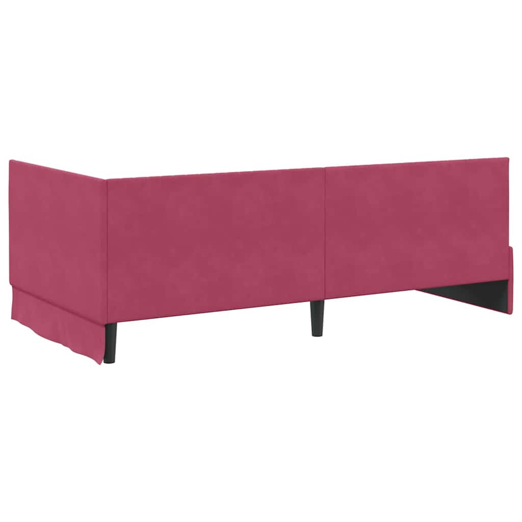 Corner Bed Frame with Headboard Wine red 100 x 200 cm Velvet