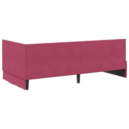 Corner Bed Frame with Headboard Wine red 100 x 200 cm Velvet