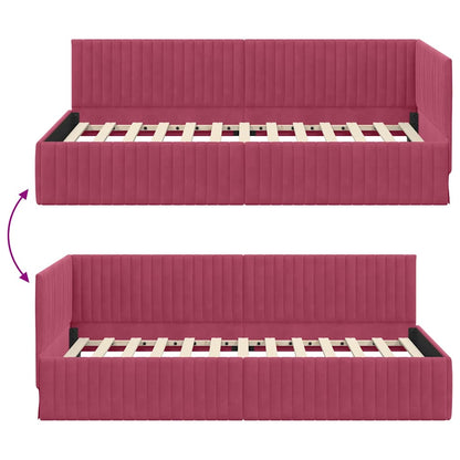 Corner Bed Frame with Headboard Wine red 100 x 200 cm Velvet