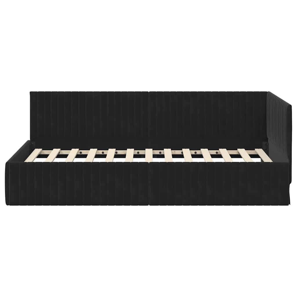 Corner Bed Frame with Headboard Black 100 x 200 cm Velvet