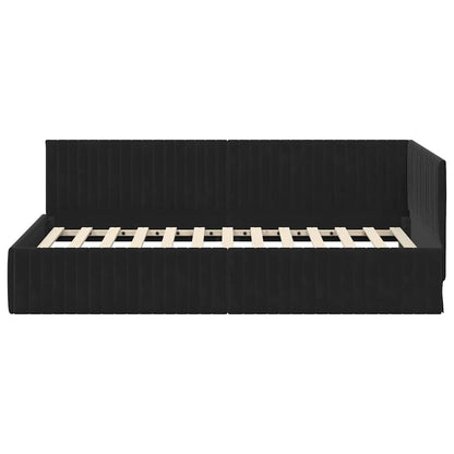 Corner Bed Frame with Headboard Black 100 x 200 cm Velvet