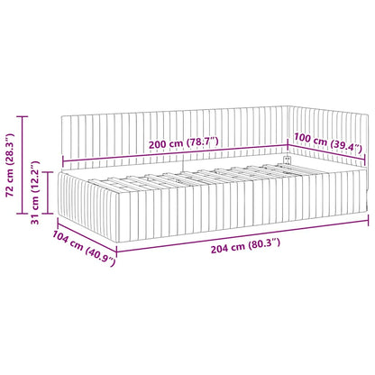 Corner Bed Frame with Headboard Black 100 x 200 cm Velvet