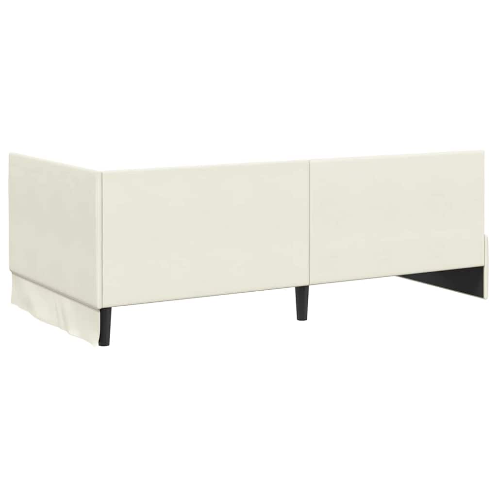 Corner Bed Frame with Headboard Cream 100 x 200 cm Velvet