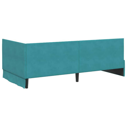 Corner Bed Frame with Headboard Turquoise 100 x 200 cm Velvet